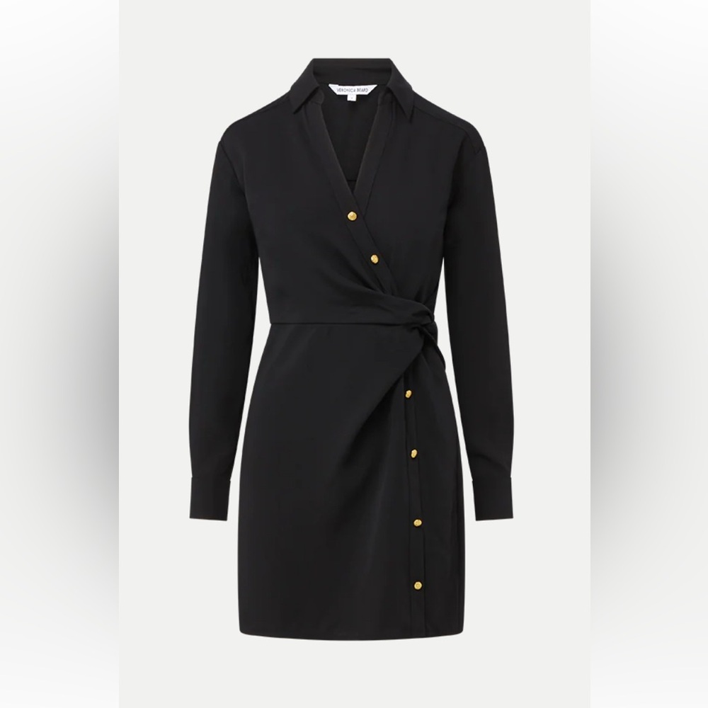 Veronica Beard New Mini Wright Black Wrap Dress G… - image 1